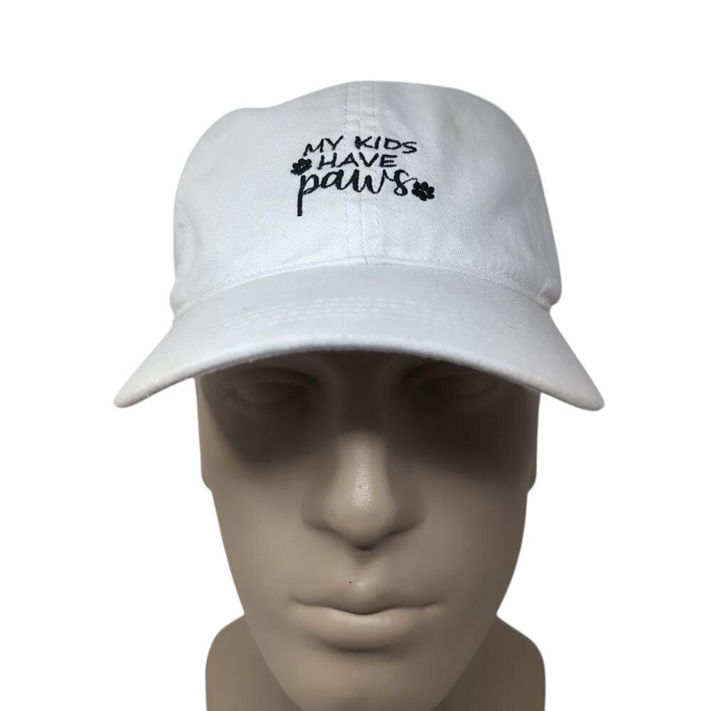 David and‎ Young Baseball Cap My Kids Have Paws Adjustable White NWT Tiny Flaw